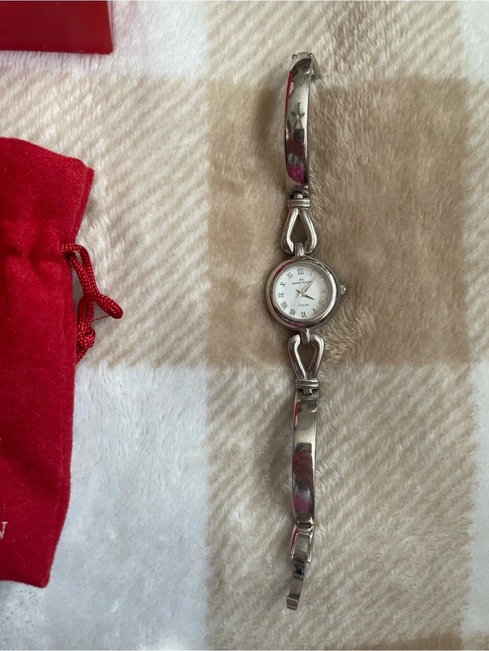 VTG Anne Klein Stainless Steel Silver Tone Ladies Bracelet Watch with White Dial